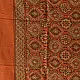 Hand block printed Ajrakh cotton square scarf brown natural dye geometric pattern