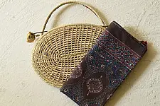 Amoha . अमोहा | Hand Block Printed - Ajrakh Cotton Brown Stole