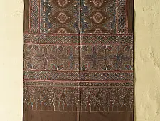 Amoha . अमोहा | Hand Block Printed - Ajrakh Cotton Brown Stole