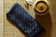 Shruti | Ajrakh Modal Silk Saree - Blue