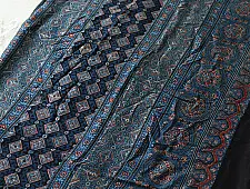 Shruti | Ajrakh Modal Silk Saree - Blue