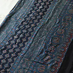Shruti | Ajrakh Modal Silk Saree - Blue