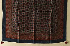 Neelanjana . नीलांजना ~ Ajrakh Jaali Printed Square Modal Silk Scarf 