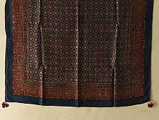 Neelanjana . नीलांजना ~ Ajrakh Jaali Printed Square Modal Silk Scarf 