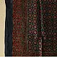 indigo ajrakh silk square scarf jali lattice pattern red filled motifs hand block printed natural dyed scarf