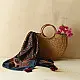 indigo ajrakh silk square scarf jali lattice pattern red filled motifs hand block printed natural dyed scarf