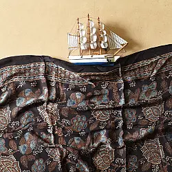 Anagi | Natural Dyed Ajrakh - Modal Silk Black Stole With Flower Motif