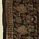 chocolate brown indigo teal ajrakh modal silk dupatta hand block printed floral buta body ornate circular mandala pallu traditional mihrab arched detail wedding festive wear sustainable luxury natural dyed with tassels