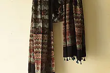 Ajrakh Mulberry Silk Dupatta | Natural dyed - C