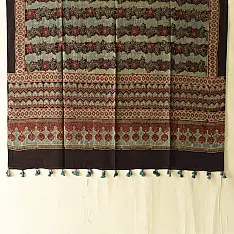 Ajrakh Mulberry Silk Dupatta | Natural dyed - C