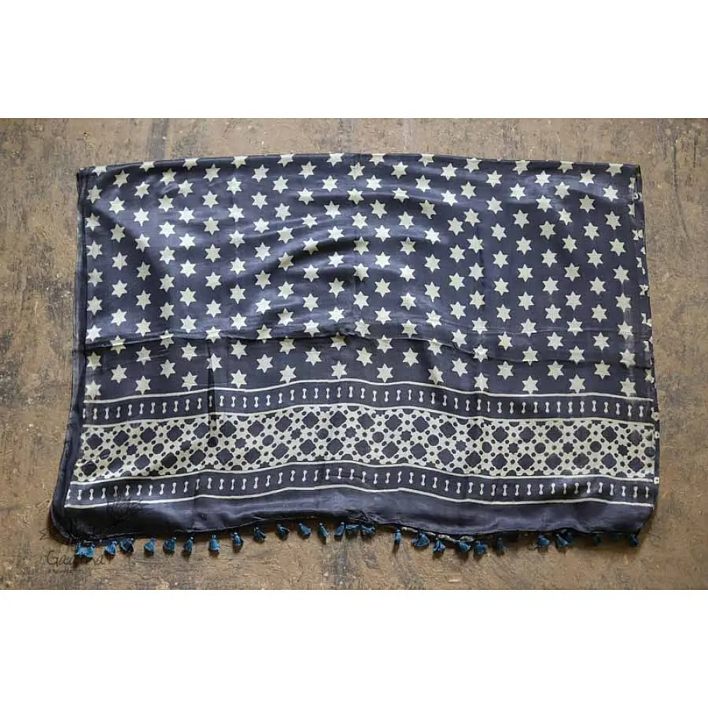 Kaveri . कावेरी - Gajji Silk Ajrakh Saree - 1