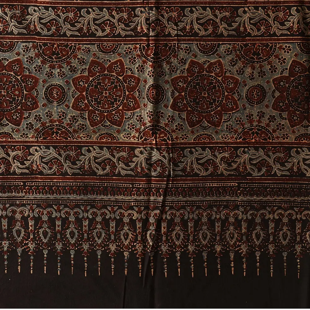 Handcrafted Ajrakh block print pure cotton dupatta in madder tones