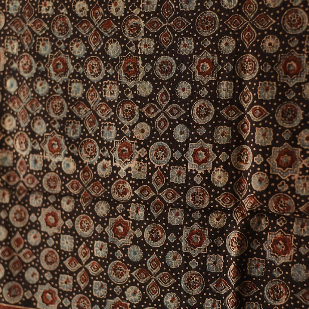 Handcrafted Ajrakh block print pure cotton dupatta in madder tones