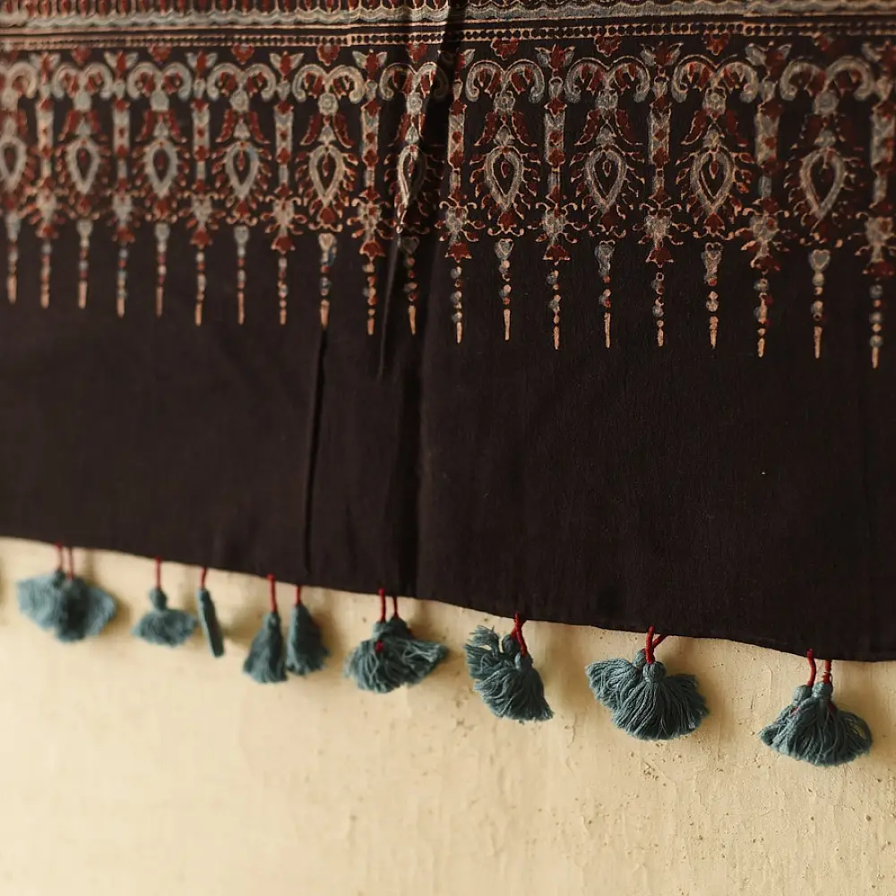 Handcrafted Ajrakh block print pure cotton dupatta in madder tones
