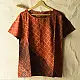 madder red charcoal black ajrakh cotton top diagonal geometric grid block print hand block printed boxy fit artisanal blouse women sustainable fashion natural dyed