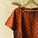 madder red charcoal black ajrakh cotton top diagonal geometric grid block print hand block printed boxy fit artisanal blouse women sustainable fashion natural dyed