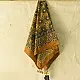 mustard yellow ajrakh cotton square scarf indigo blue black geometric star block print hand block printed natural dyed scarf tassels