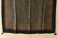 Neelanjana . नीलांजना ~ Ajrakh Block Printed - Square Modal Silk Scarf - D