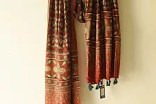 Ajrakh Mulberry Silk Dupatta | Natural dyed - D