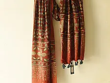 Ajrakh Mulberry Silk Dupatta | Natural dyed - D