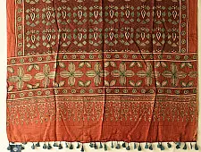 Ajrakh Mulberry Silk Dupatta | Natural dyed - D