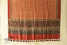 Ajrakh Printed Mulberry Silk Red Doted Dupatta 