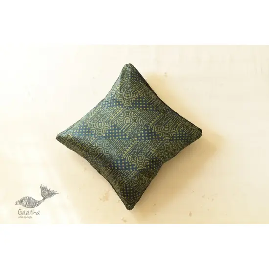 shop Mashru Block Printed ~ Ajrakh Cushion Cover