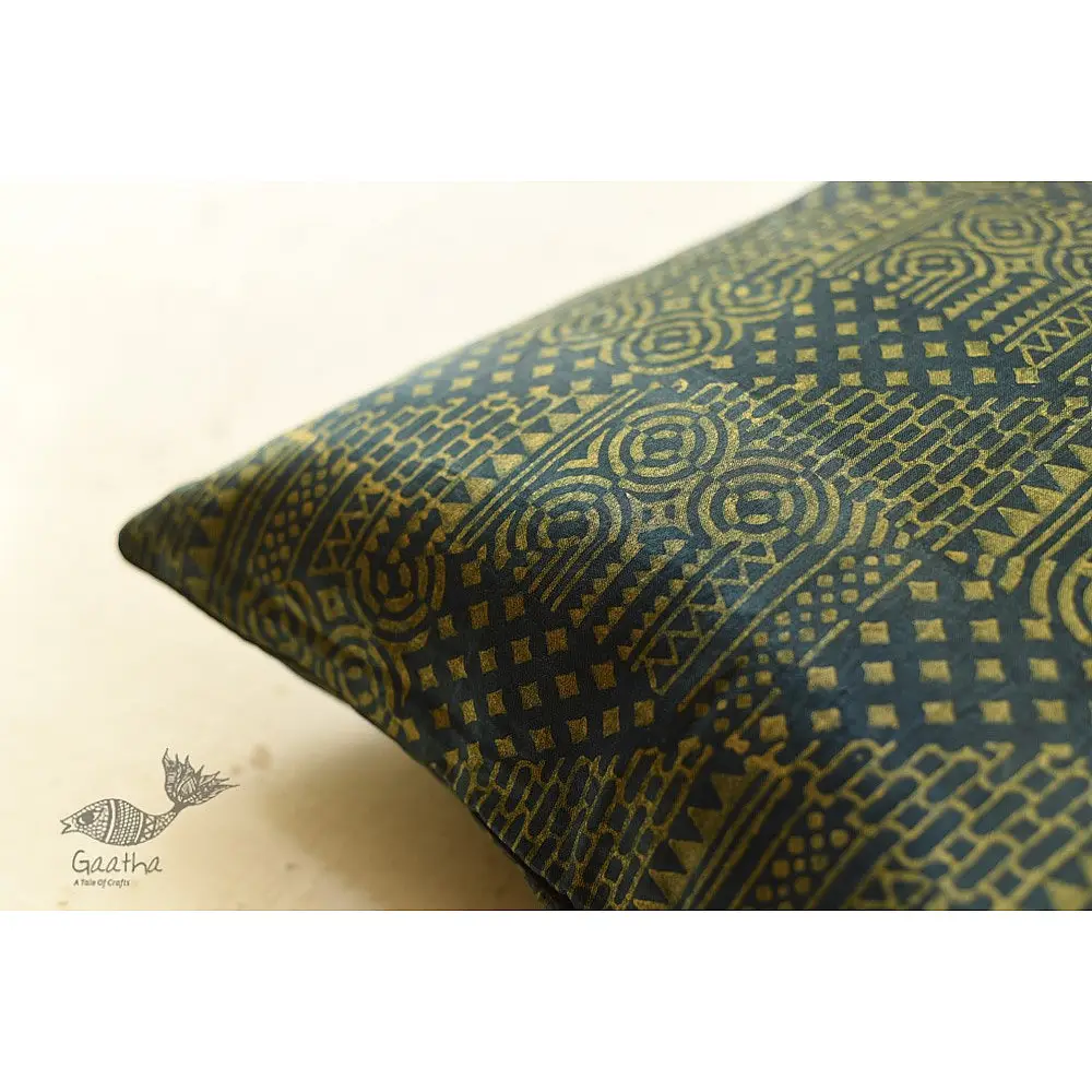shop Mashru Block Printed ~ Ajrakh Cushion Cover