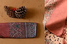 Ajrakh Printed ~ Tussar Silk Saree ~ Natural Color 