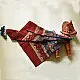 red ajrakh cotton square scarf indigo blue cream floral jaal block print hand block printed natural dyed scarf tassels