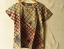 Natural Dyed ~ Ajrakh Cotton Top 5