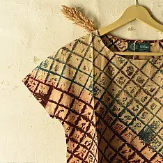 Natural Dyed ~ Ajrakh Cotton Top 5
