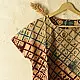 cream madder red indigo blue ajrakh cotton top diagonal diamond jaal block print hand block printed boxy fit artisanal blouse women sustainable fashion natural dyed