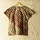 cream madder red indigo blue ajrakh cotton top diagonal diamond jaal block print hand block printed boxy fit artisanal blouse women sustainable fashion natural dyed