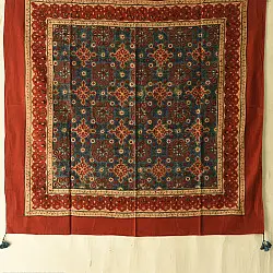 Neelanjana . नीलांजना ~ Square Ajrakh Cotton Red Scarf