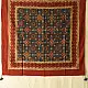 red ajrakh cotton square scarf indigo blue cream floral jaal block print hand block printed natural dyed scarf tassels