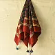 red ajrakh cotton square scarf indigo blue cream floral jaal block print hand block printed natural dyed scarf tassels