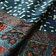 deep indigo blue madder red ajrakh modal silk saree hand block printed checkerboard chowk geometric jaal bundi medley polka dot pallu traditional ethnic wear sustainable luxury natural dyed with tassels