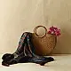 indigo ajrakh silk square scarf red floral pattern hand block printed natural dyed scarf tassels