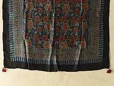 Neelanjana . नीलांजना ~ Ajrakh Flower Printed - Square Modal Silk Scarf