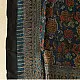 indigo ajrakh silk square scarf red floral pattern hand block printed natural dyed scarf tassels