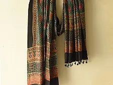 Ajrakh Mulberry Silk Dupatta | Natural dyed - E