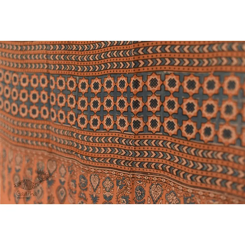 handloom Cotton - Ajrakh Block Printed Dupatta