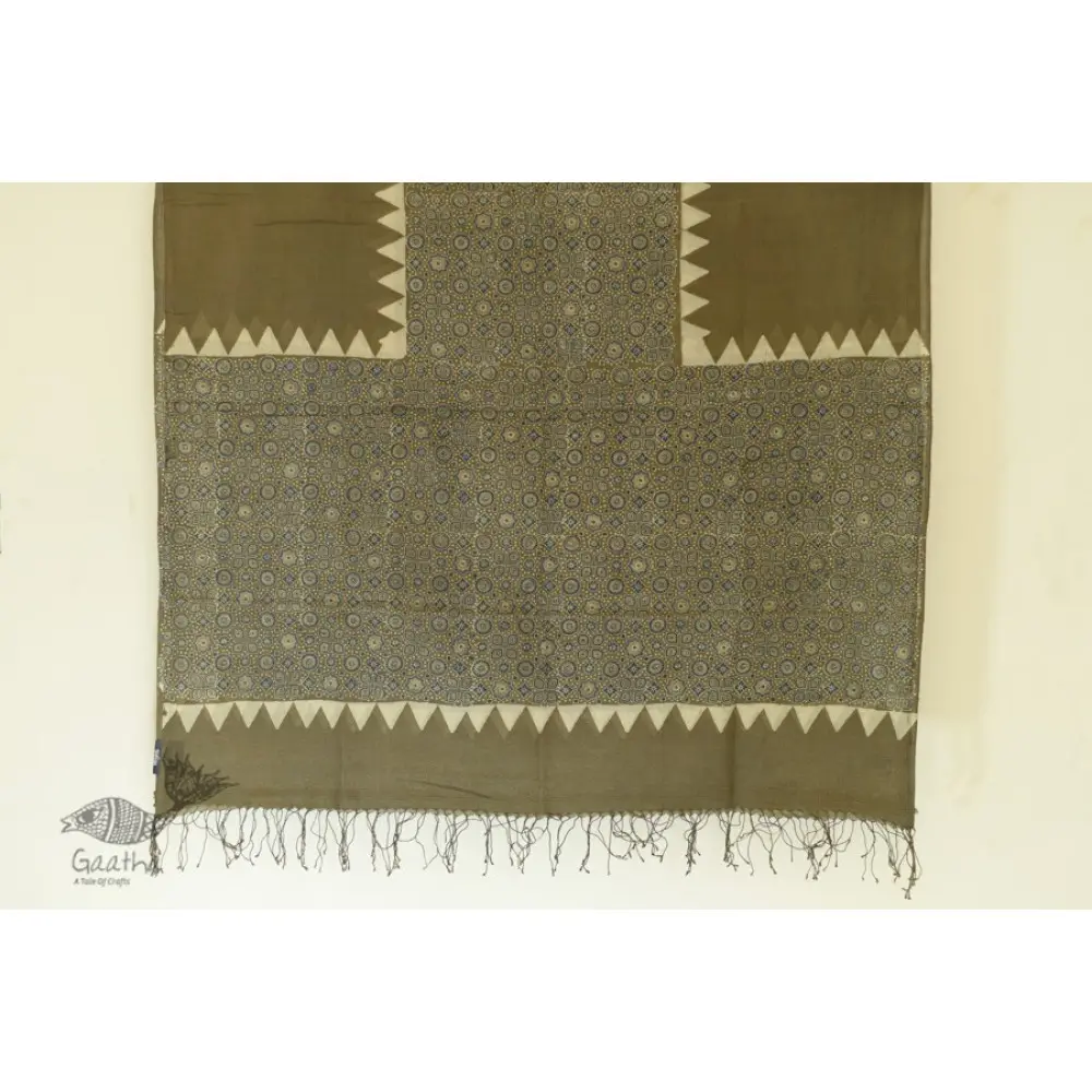 Handwoven Cotton - Ajrakh Block Printed Dupatta -Grey