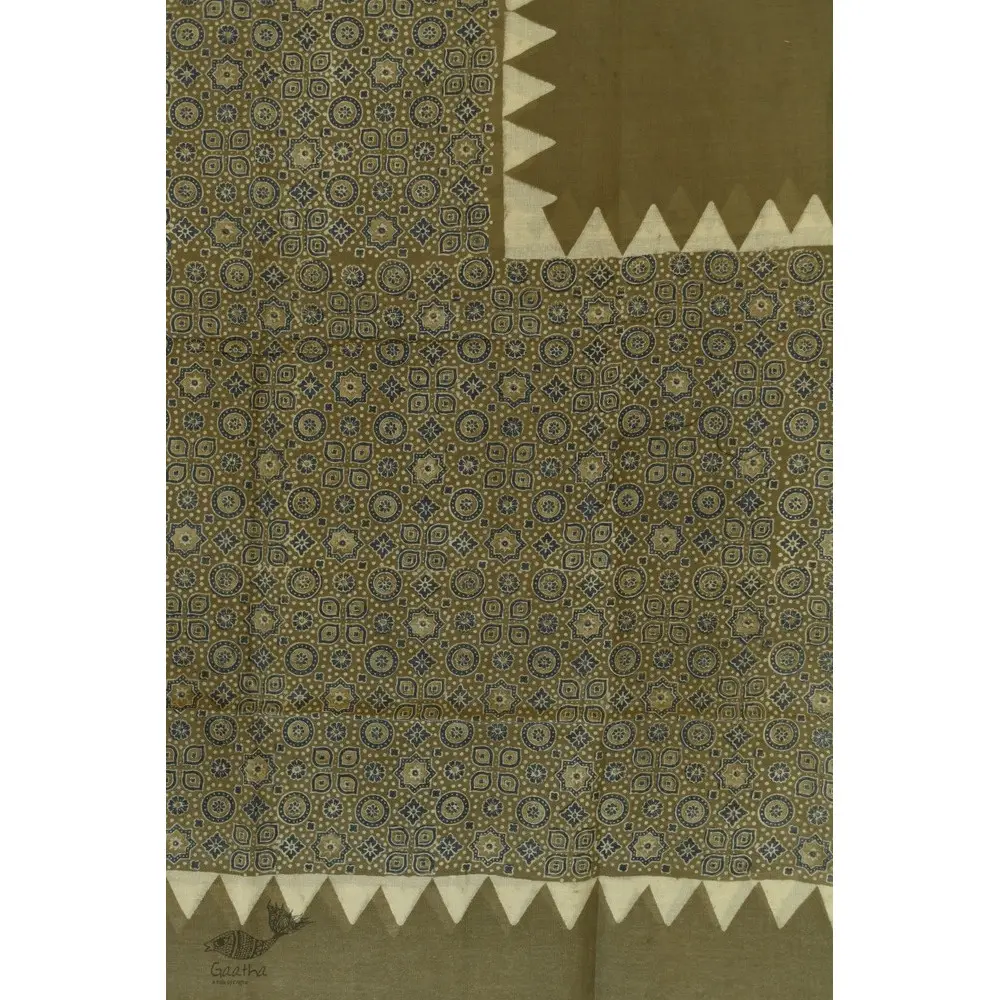 Handwoven Cotton - Ajrakh Block Printed Dupatta -Grey