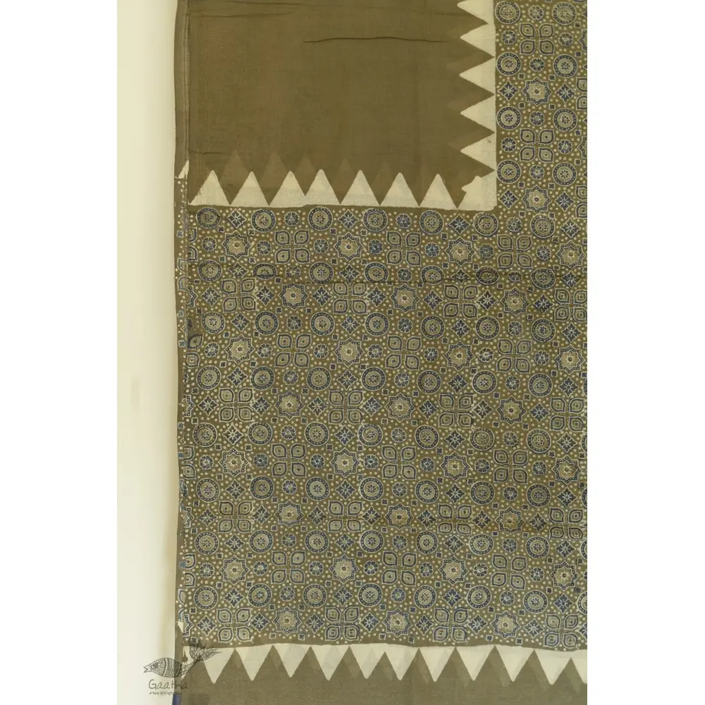 Handwoven Cotton - Ajrakh Block Printed Dupatta -Grey