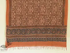 Grishma . ग्रीष्‍म | Handwoven Cotton with Natural Dyed Ajrakh Block Printed Dupatta - Walnut Brown