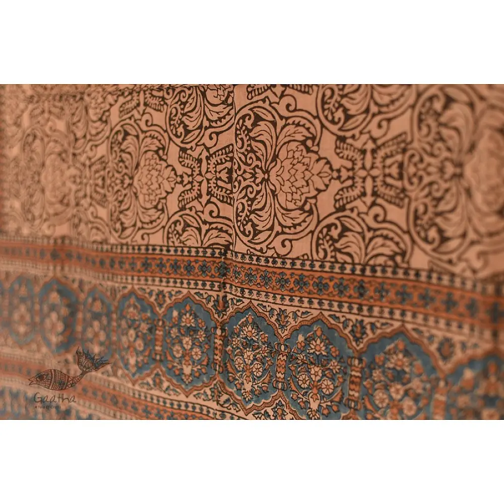 Handwoven Cotton - Ajrakh Block Printed Dupatta - Walnut Brown