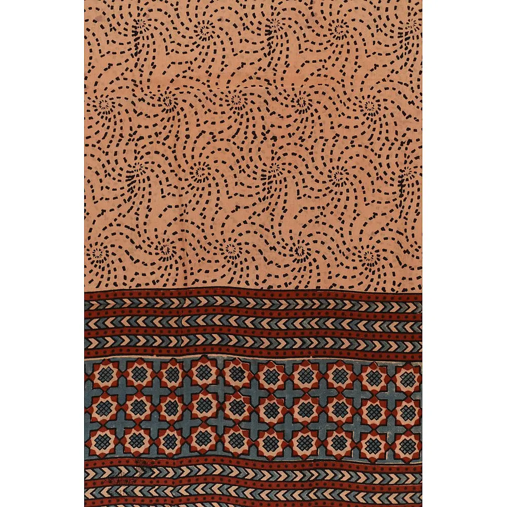 Handwoven Cotton - Ajrakh Block Printed Dupatta  Brown & Beige 