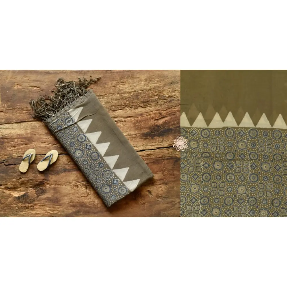 Handwoven Cotton - Ajrakh Block Printed Dupatta -Grey